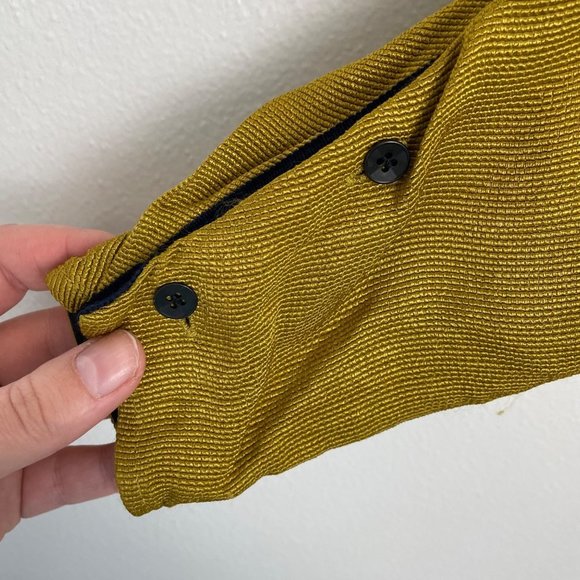 Palmer// Harding Woman's Sz 4/6 Golden‎ Yellow Slash Ruched Blouse Navy - Picture 5 of 12